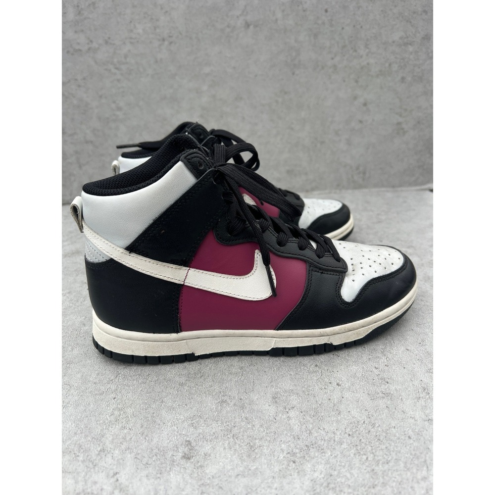 Nike Dunk High Top Sneakers Black Rosewood Swoosh Basketball Youth 4.5‎ Womens 6